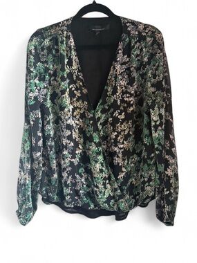 White House  Black  Market Floral Wrap Blouse